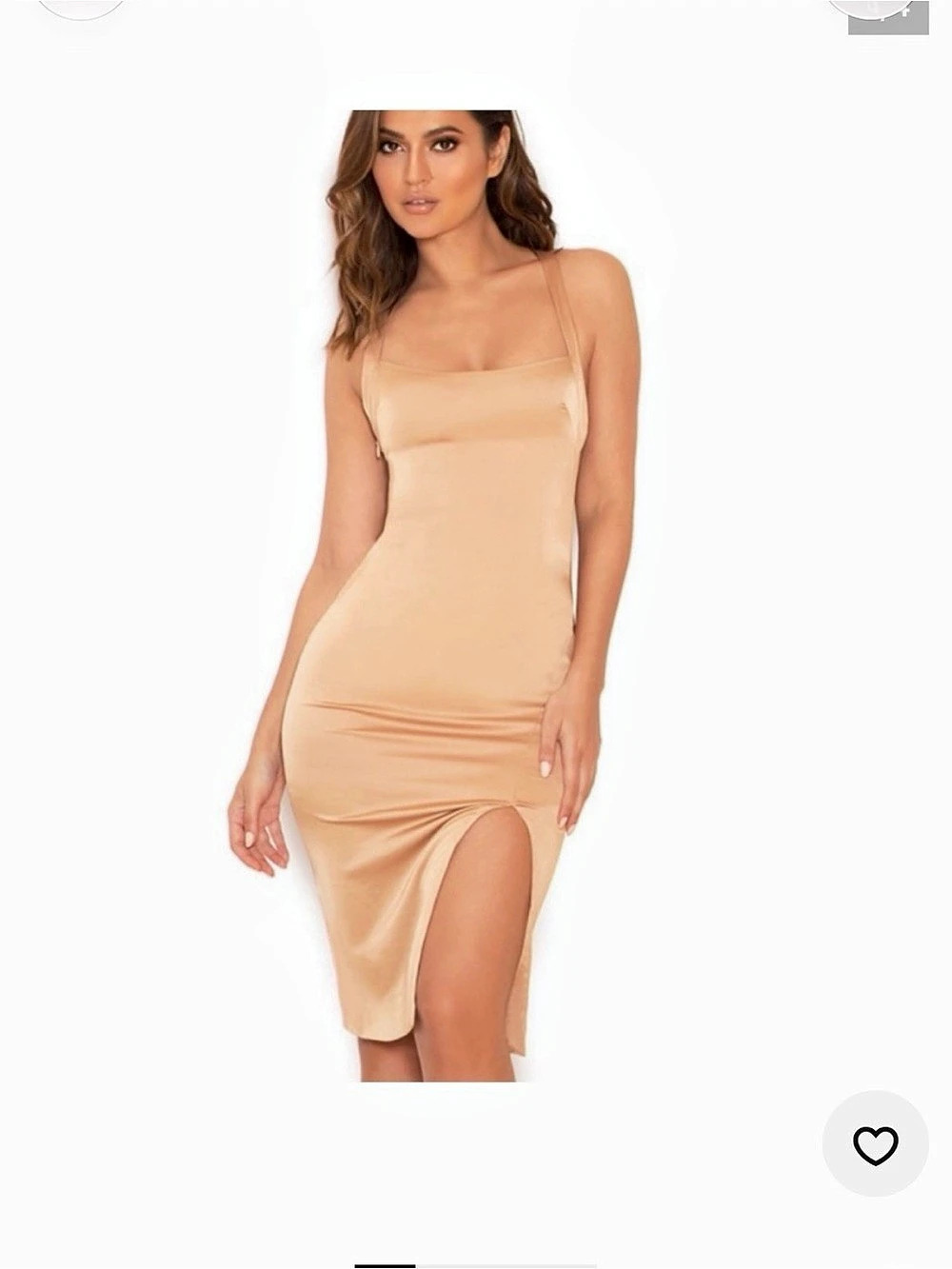 House of CB Essie Satin Midi Slip Dress in Brown Size Small NWT